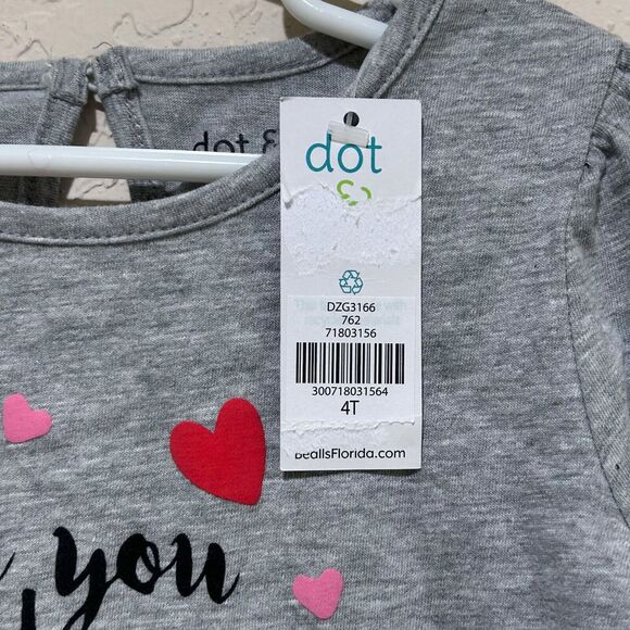 New Girls Size 4T "All You Need Is Love" Shirt Dot & Zazz Valentine's Day Gray - Picture 8 of 8